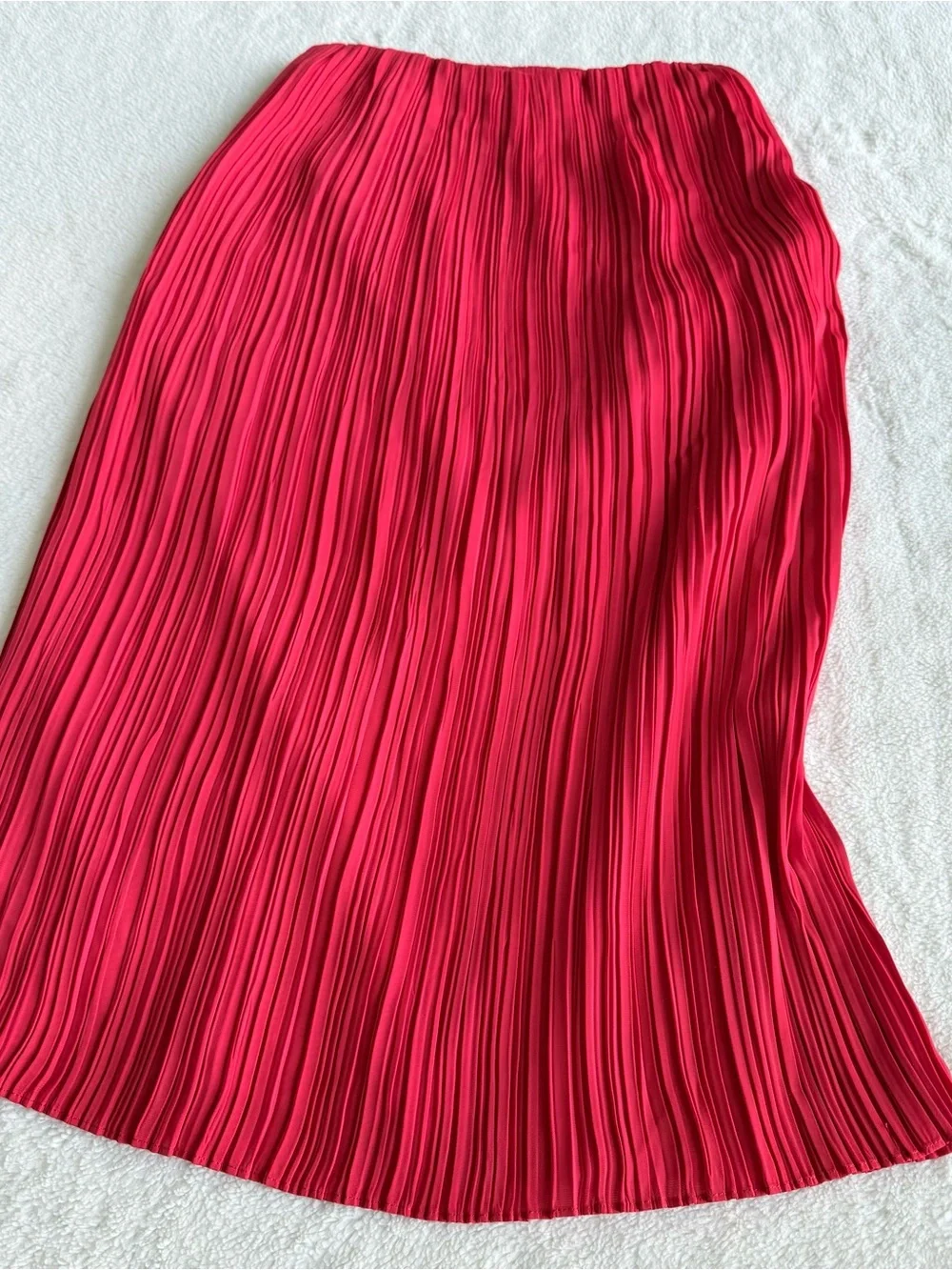 Love Bonito NWOT Sorrel Pleated Foldover Red Midi Skirt S (4)